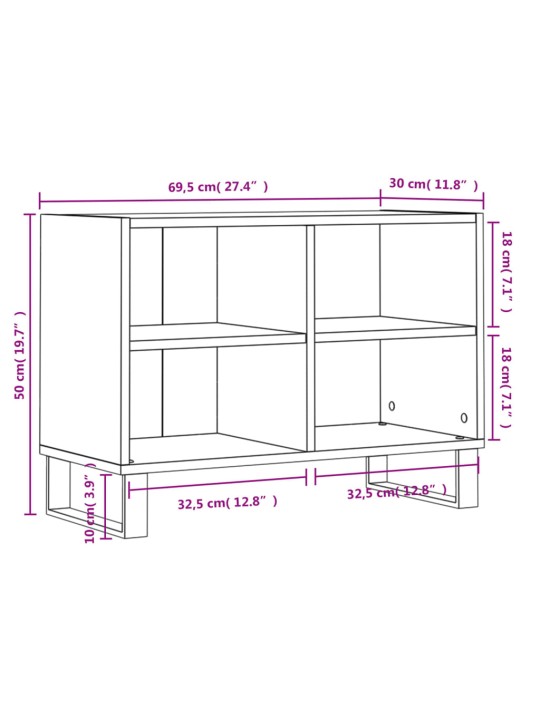 TV skříňka kouřový dub 69,5 x 30 x 50 cm kompozitní dřevo