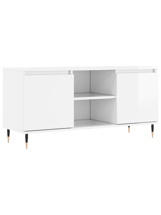 TV skříňka bílá s vysokým leskem 104x35x50 cm kompozitní dřevo