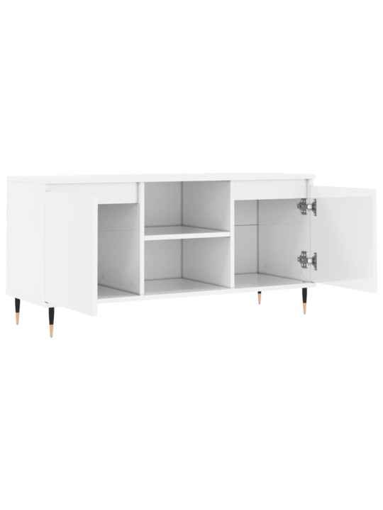 TV skříňka bílá s vysokým leskem 104x35x50 cm kompozitní dřevo