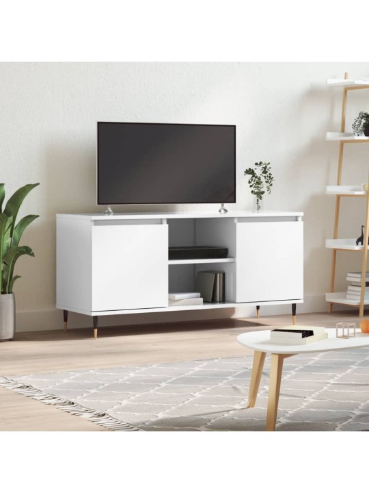 TV skříňka bílá s vysokým leskem 104x35x50 cm kompozitní dřevo