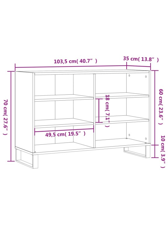 Příborník bílý s vysokým leskem 103,5x35x70 cm kompozitní dřevo