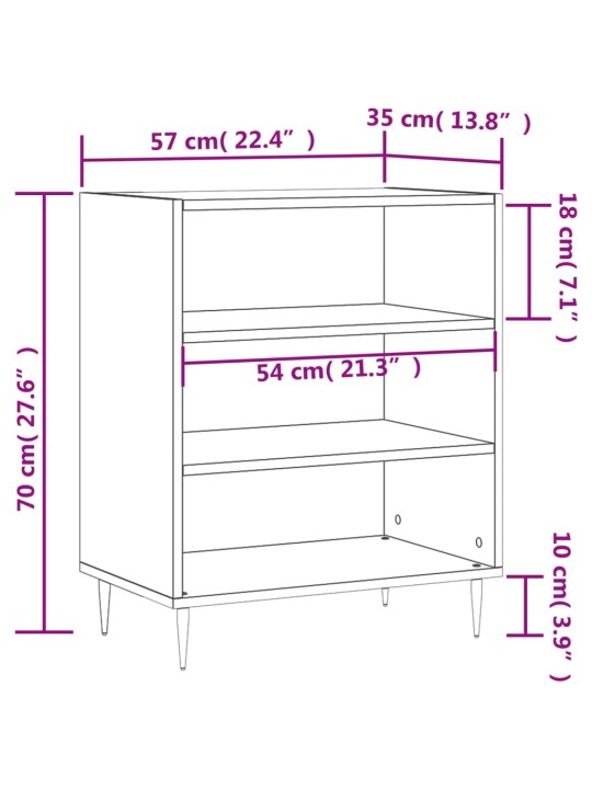 Příborník bílý s vysokým leskem 57x35x70 cm kompozitní dřevo