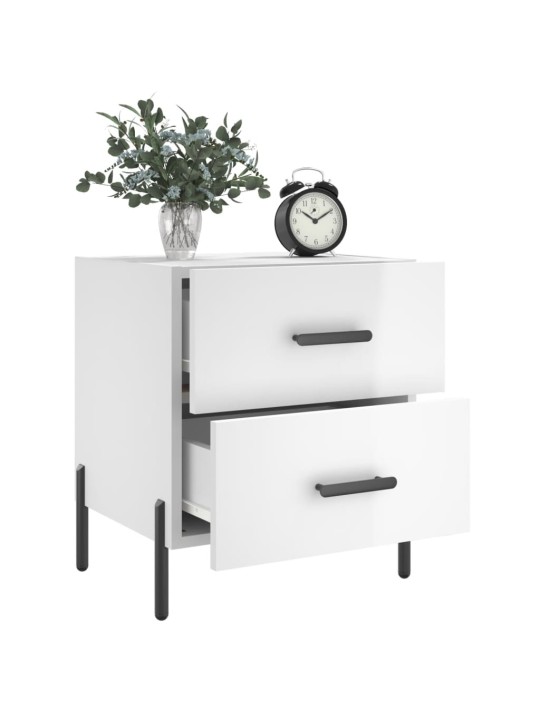 Noční stolky 2 ks lesklé bílé 40x35x47,5 cm kompozitní dřevo
