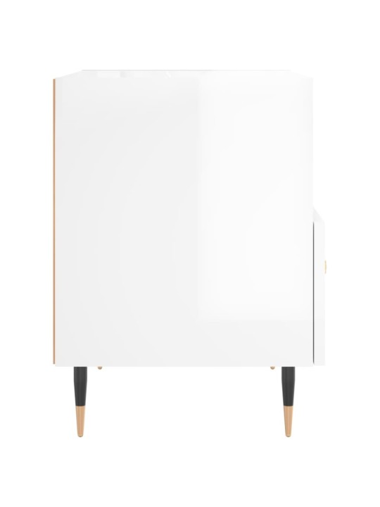 Noční stolek bílý vysoký lesk 40x35x47,5 cm kompozitní dřevo