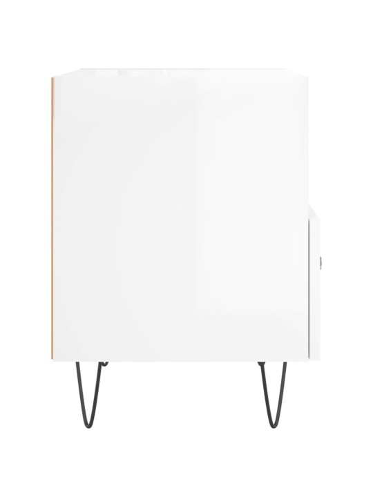 Noční stolek bílý vysoký lesk 40x35x47,5 cm kompozitní dřevo