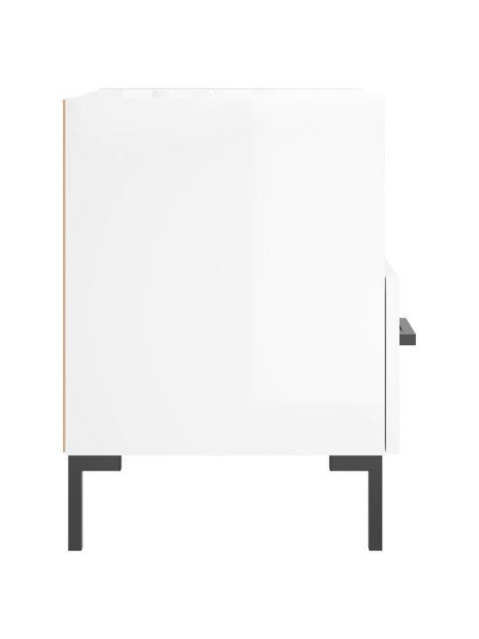 Noční stolek bílý vysoký lesk 40x35x47,5 cm kompozitní dřevo