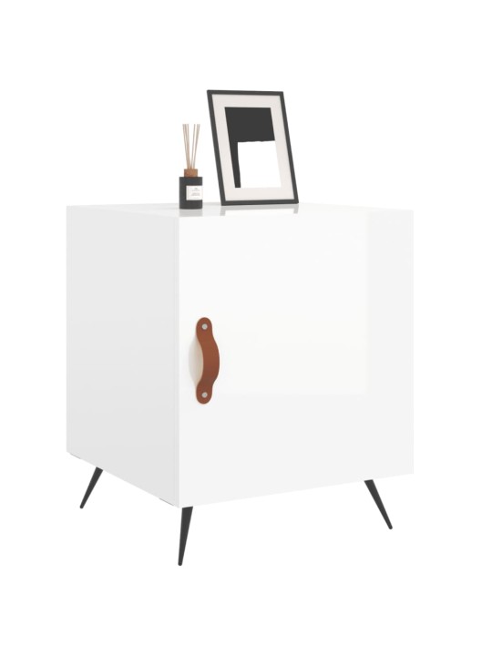 Noční stolek bílý s vysokým leskem 40x40x50 cm kompozitní dřevo
