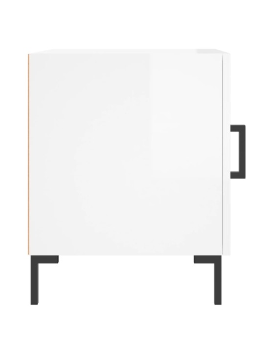 Noční stolek bílý s vysokým leskem 40x40x50 cm kompozitní dřevo