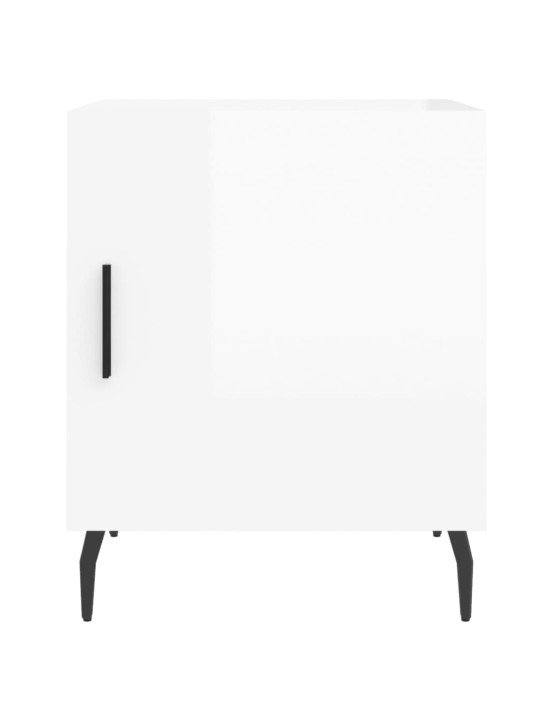 Noční stolek bílý s vysokým leskem 40x40x50 cm kompozitní dřevo