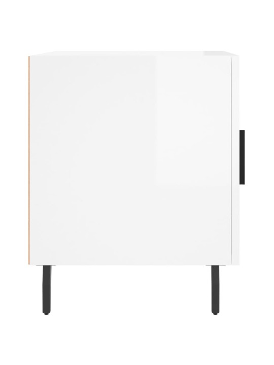 Noční stolek bílý s vysokým leskem 40x40x50 cm kompozitní dřevo