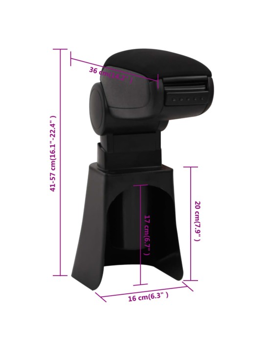Loketní opěrka do auta černá 16 x 36 x (41–57) cm ABS
