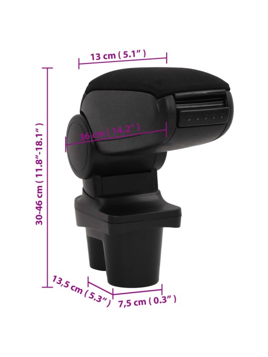 Loketní opěrka do auta černá 13 x 36 x (30–46) cm ABS