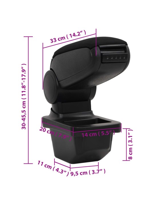 Loketní opěrka do auta černá 14 x 33 x (30–45,5) cm ABS