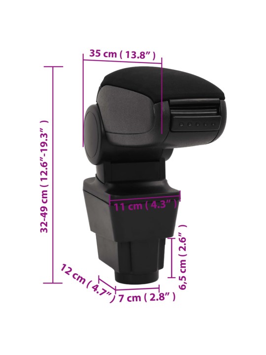 Loketní opěrka černá 11 x 35 x (32–49) cm ABS