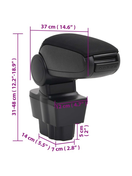 Loketní opěrka do auta černá 12 x 37 x (31–48) cm ABS