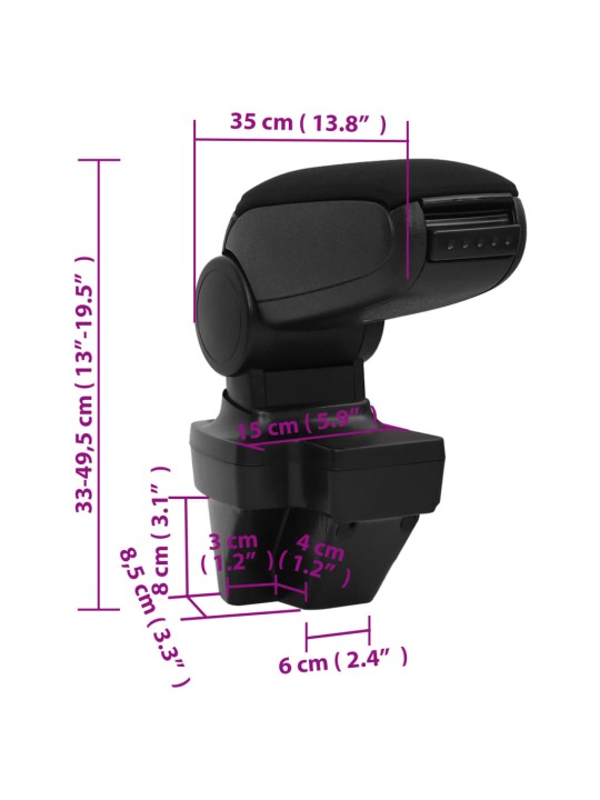Loketní opěrka do auta černá 15 x 35 x (33–49,5) cm ABS