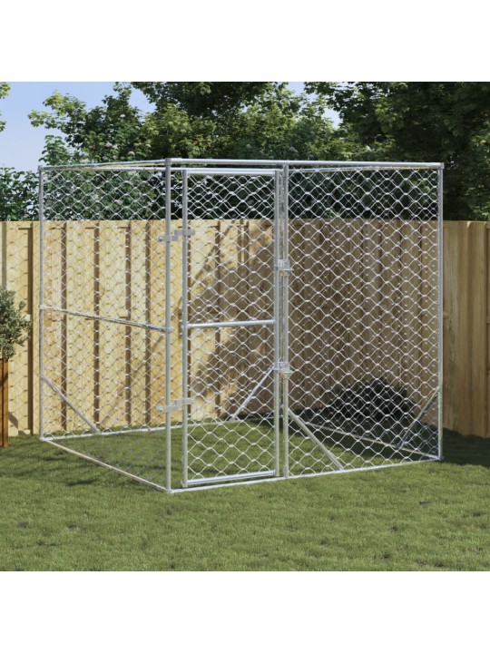 Venkovní psí kotec stříbrný 2 x 2 x 2 m pozinkovaná ocel
