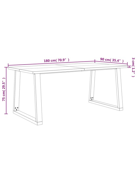 Jídelní stůl s živou hranou 180x90x75 cm masivní akáciové dřevo
