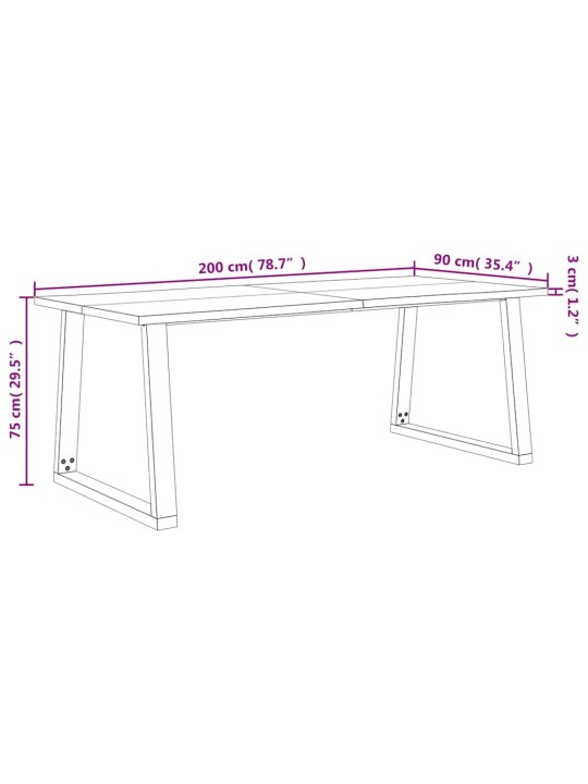 Jídelní stůl s živou hranou 200x90x75 cm masivní akáciové dřevo
