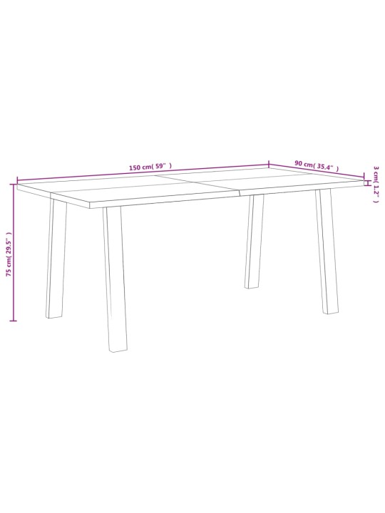 Jídelní stůl 150 x 90 x 75 cm masivní akáciové dřevo