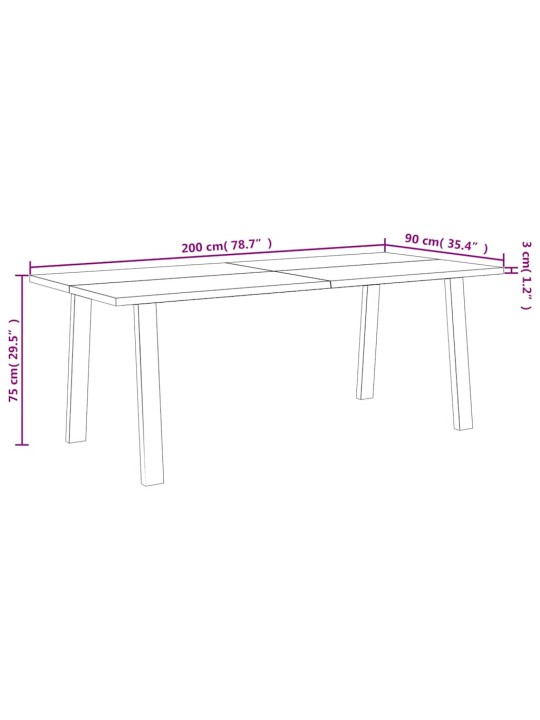 Jídelní stůl 200 x 90 x 75 cm masivní akáciové dřevo