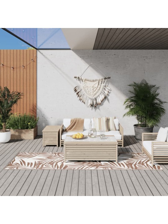 Venkovní koberec hnědý a bílý 80 x 250 cm oboustranný design