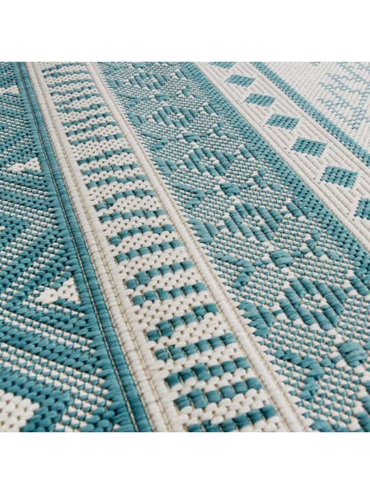 Venkovní koberec akvamarínový a bílý 80 x 150 cm oboustranný