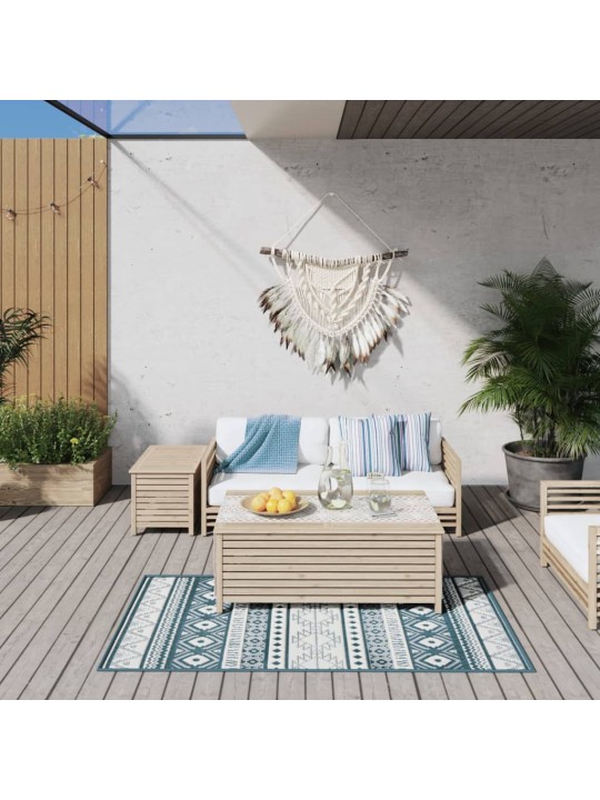 Venkovní koberec akvamarínový a bílý 80 x 150 cm oboustranný