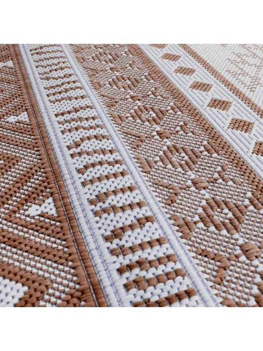 Venkovní koberec hnědý a bílý 80 x 150 cm oboustranný design