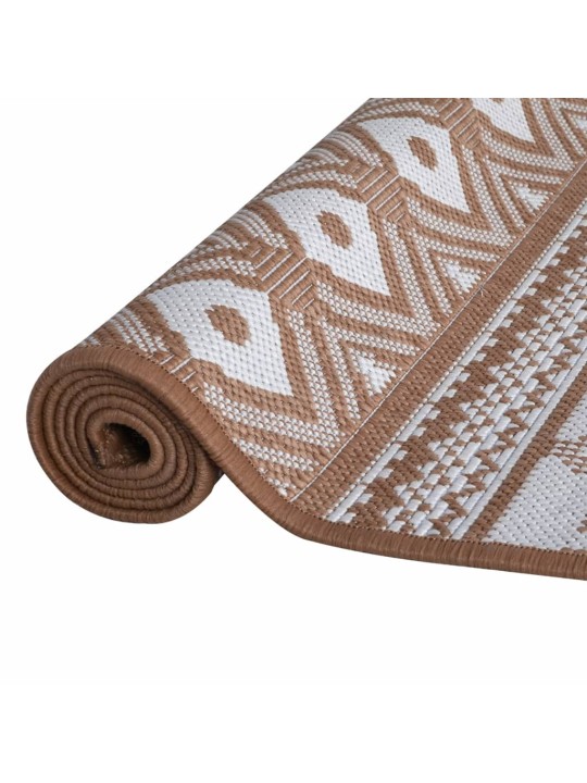 Venkovní koberec hnědý a bílý 80 x 150 cm oboustranný design