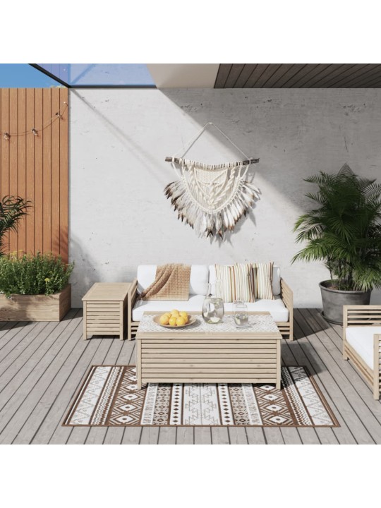 Venkovní koberec hnědý a bílý 80 x 150 cm oboustranný design