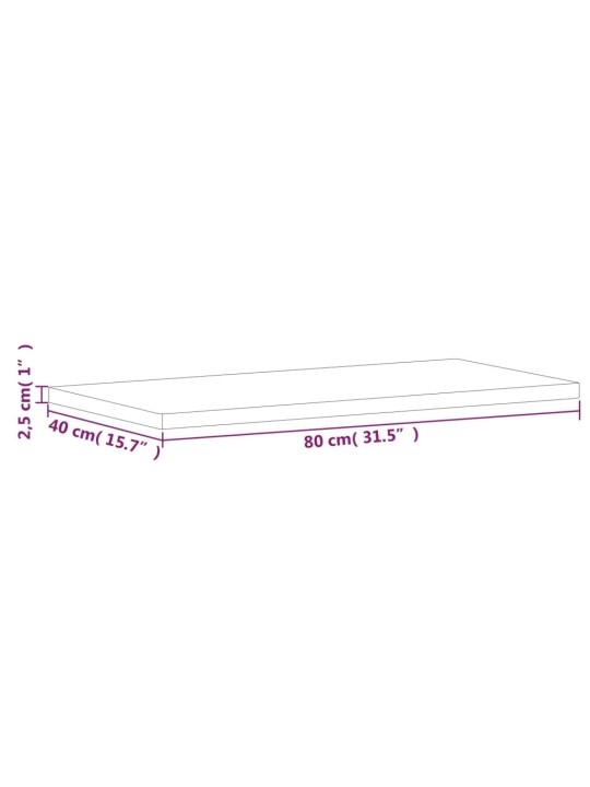 Stolní deska 80 x 40 x 2,5 cm obdélníková masivní bukové dřevo