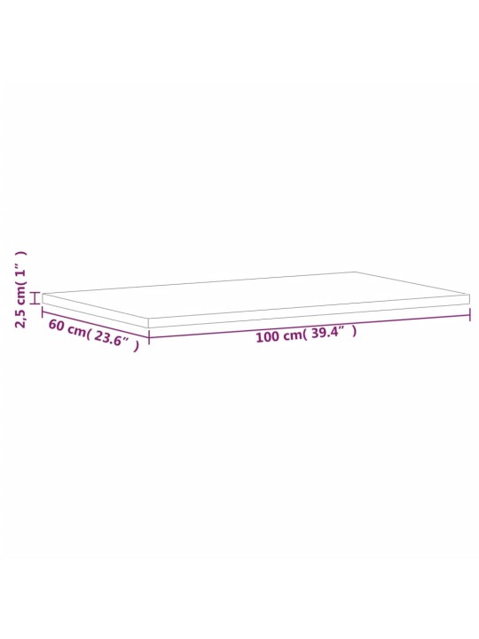 Stolní deska 100 x 60 x 2,5 cm obdélníková masivní bukové dřevo