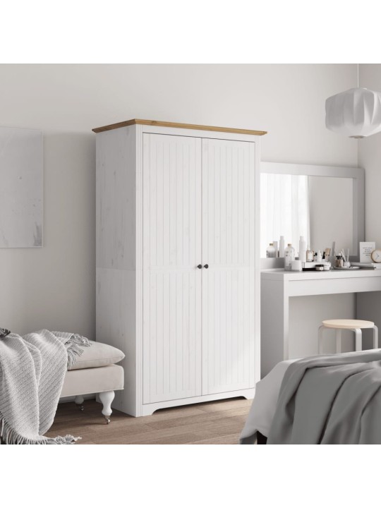 Šatní skříň BODO bílá a hnědá 99x53,5x173 cm masivní borovice