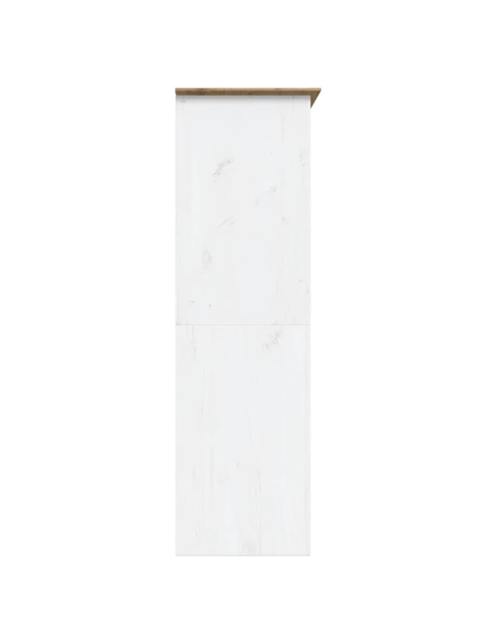 Šatní skříň BODO bílá a hnědá 146x53,5x173 cm masivní borovice