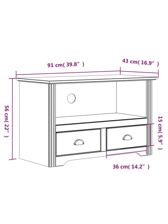 TV stolek se 2 zásuvkami BODO šedý 91,5x44,5x56 cm borovice