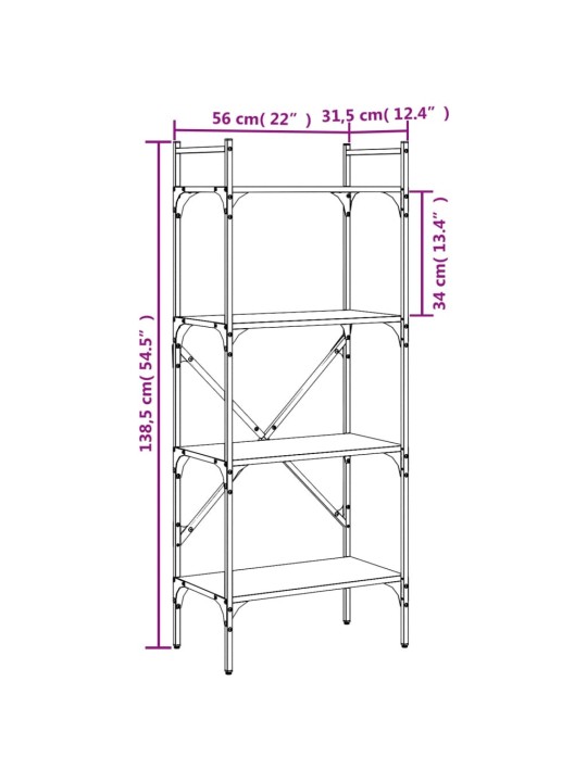 Knihovna se 4 policemi dub sonoma 56 x 31,5 x 138,5 cm kompozit