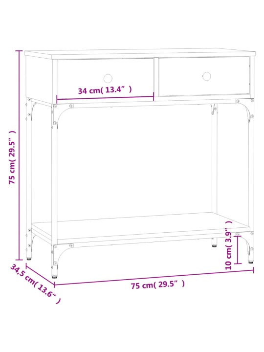 Konzolový stolek dub sonoma 75 x 34,5 x 75 cm kompozitní dřevo