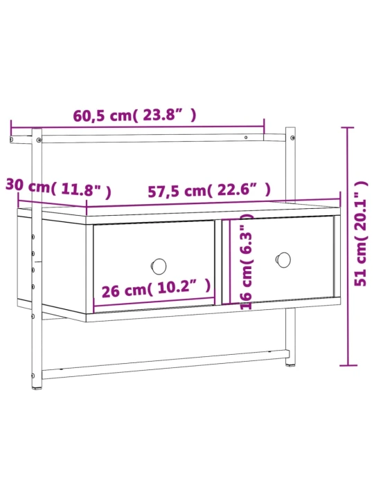 TV skříňka nástěnná dub sonoma 60,5x30x51 cm kompozitní dřevo