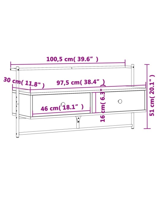 TV skříňka nástěnná dub sonoma 100,5x30x51 cm kompozitní dřevo