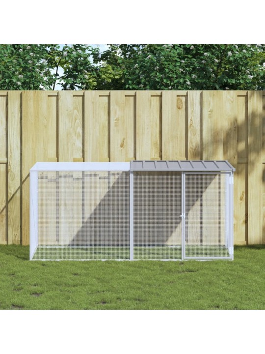 Klec pro kuřata se střechou světle šedá 203 x 98 x 90 cm ocel