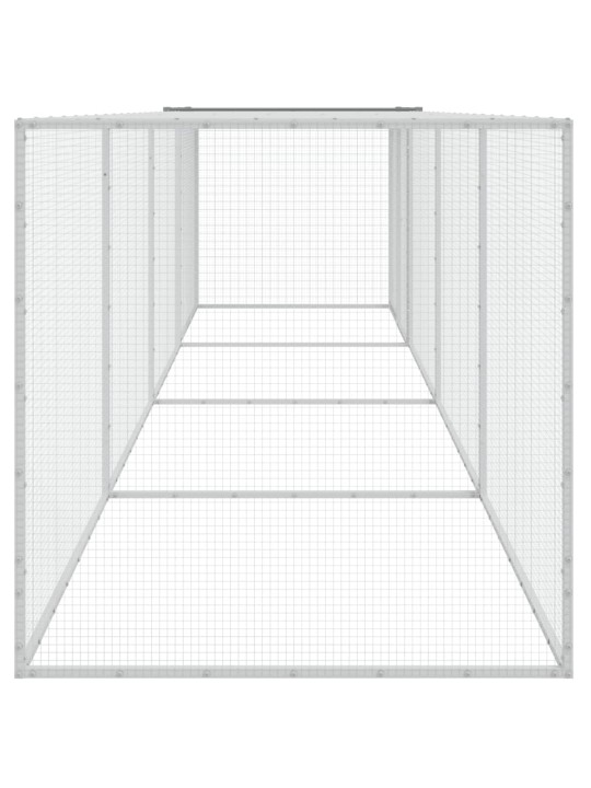 Klec pro kuřata se střechou světle šedá 403 x 98 x 90 cm ocel