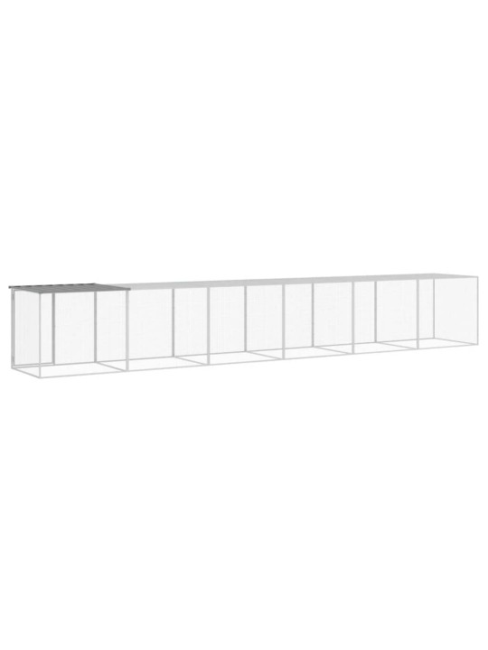 Klec pro kuřata se střechou světle šedá 603 x 98 x 90 cm ocel