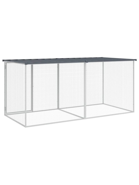 Klec pro kuřata se střechou antracitová 203 x 98 x 90 cm ocel