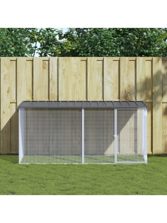 Klec pro kuřata se střechou antracitová 203 x 98 x 90 cm ocel