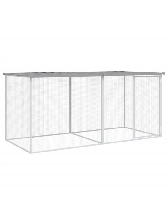 Klec pro kuřata se střechou světle šedá 203 x 98 x 90 cm ocel