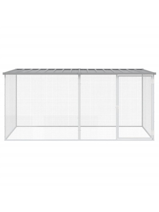 Klec pro kuřata se střechou světle šedá 203 x 98 x 90 cm ocel