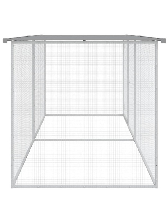 Klec pro kuřata se střechou světle šedá 203 x 98 x 90 cm ocel