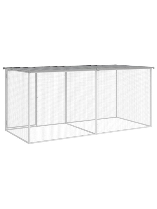 Klec pro kuřata se střechou světle šedá 203 x 98 x 90 cm ocel