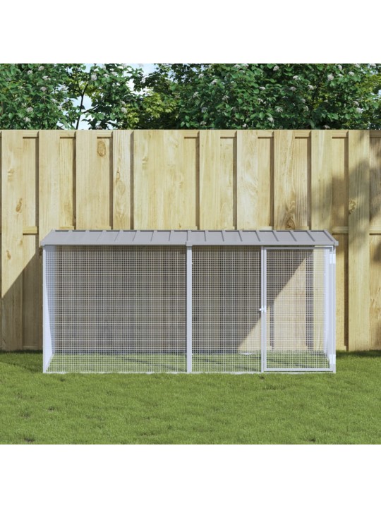 Klec pro kuřata se střechou světle šedá 203 x 98 x 90 cm ocel